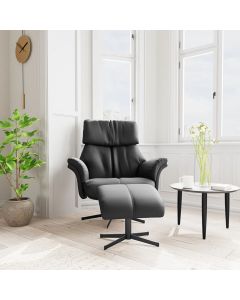 Cherry lænestol med skammel i lækker læder.