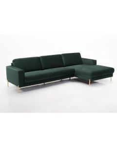 Living Room City sofa med chaiselong i grønt velour.