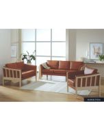 Kirsten 3+2 læder sofasæt i cognac farve.