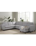 Nutidig modulsofa i mange opstillinger. Her er den vist som hjørnesofa med chaiselong. 