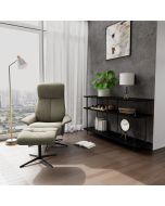 Lænestol med skammel Scandi 1300 i mosgrøn stof.