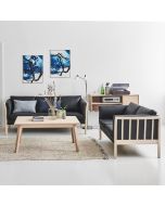 Tessa sofasæt 3+2 sort læder og bøg.